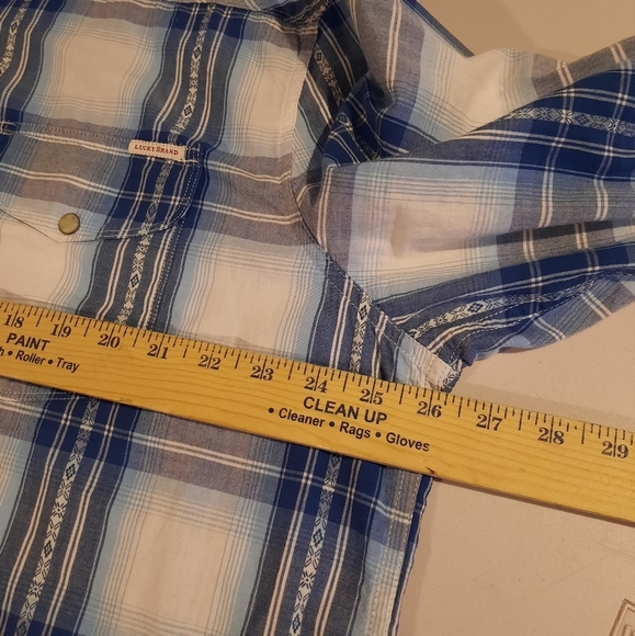 Lucky Brand Western Pearl Snap Shirt Mens XXL 2XL Blue Plaid Southwest Cowboy - Picture 10 of 11